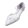 Casual schoenen CreativesiveSugar Lady Satin Evening Jurk Bridal Wedding Prom Flats Sweet Ruffles Bowtie enkelriem Wit ivoorblauw