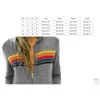 Kvinnor Tvådelar Pants Designer Hoodie Overdimensionerad Rainbow Stripe Lång ärm Sweatshirt blixtlås Pocket Coat Drop Delivery Apparel C OT7ZD