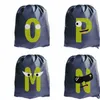 Creative Funny Alphabet Print Drawstring Bag Ladies Storage Bag Dames Fi Shop Bags Boys Girls Backpack Book Bag Q3KP#