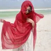 Halsdukar solskyddsmedel kvinnors fasta färg röda ultratunna mjuka andningsbara eleganta långa halsduk strandkläder lämplig för semestergåva