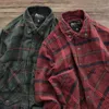 Men's Casual Shirts Spring and Autumn America Retro Long-Sleeve Lapel Cargo Plaid Shirt Mens Fashion Pure Cotton Washed Big Pocket Blouses 24416