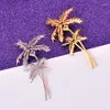 Brooches Fashion Glossy Stainless Steel Coconut Tree Shape Anti-glare Brooch Gold Color Cardigan Buckle Collar Clip Pin Accessories