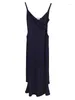 Casual Dresses Slim TVVOVVIN Elegant Korea Sexy V-neck Waist Body Black Long Strap Dress For Women Fashion Sweet W7UB