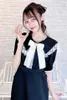 Bluzki damskie japońskie w stylu Minia Mass Production Żaglowa bluzka Single Breaste Solid Color Sweet Girls Tops krótkie rękaw