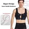 Corps pour hommes Shapers Mens Shaper Slimming Coffre Tops Gynecomastia Sous-vêtements Straight Vest With Zipper Man Corset Control Boobs Shapewear