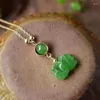 Подвесные ожерелья оптом зеленый натуральный камень лотос DIY Cheape Collece Lucky for Women Girl Simple Fashion Jewelry