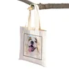 Sacchi per la spesa d'acquisto Animal Women Women Canvas Eco Tote Borsa Reusibile cartone animato Dog Lady Shole Supermarket Shopper Borse