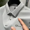 Ice Seide Luxusmarke Herren Polo-Hemd Lapel Druck nicht eisenloser kurzärmelöter Sommer Korean Fashion Casual Men T-Shirt 240415