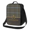 läder och tartan outlander mönster termisk isolerad lunchpåse modern rutig kontroll textur bärbar lunch tote för bento box k5yb#