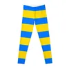 Pantalon actif leggings bleus et jaunes pour les femmes de fitness pour filles
