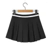 Jupes yenkye 2024 y2k Cool Girl vintage élastique haute taille plissée mini jupe femme noire gris sport
