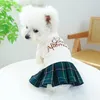 Vestido de cachorro 1pc Primavera de estimação e malha de outono vestido plissado cinto de princesa puxando fivela de corda para cães médios pequenos