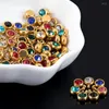 Charms 20pcs 6mm Rhinestone Golden Stainless Steel Base Inlid Crystal Bead Colorful Small Pendants For DIY Jewelry Making