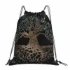 arbre de vie V-viking Âge imprimé cool sacs à crampons mascules femmes de rangement sac à dos adolescent de voyage poche multimule e2jj #