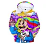 Nouveau rappeur Tekashi69 6ix9ine Tekashi 69 3d Print Femmes / hommes Sweats Sweatshirts Harajuku Casual Puover Hooded Vestes YPF5561197304