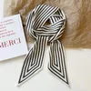 Scarves Women Narrow Thin Scarf Striped Long Silk Handle Bag Ribbons Multi-Function Decorative Neckerchief Hair Tie Band