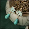 Dangle Kronleuchter Ohrringe Vintage Mode Delikatesse Cloisisonne Blumen Mywiny Natursteine Ethnische Schmuck Drop Lieferung Oty0S DHZSF