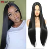 Wignee Long rak peruk 30 tum svart peruk Middle del spetsar med högt ljus Syntetiska hår peruker för svarta kvinnor cosplay 240409