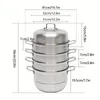 Steamer Double Loilers 32.5 سم/12.8 في 5 طبقات من الفولاذ المقاوم للصدأ مقاوم المقاوم للصدأ مع غطاء زجاجي ومقبض مجموعة وعاء متعدد الأغراض قابل للتكديس