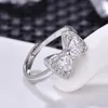 S925 Silver Cute Butterfly Designer Rings for Women Girls Fashion Luxury Crystal CZ Zircon Sweet Bow Bowknot Design Chinese Nail Finger Love Ring Jewelry Gift