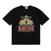 Herren-T-Shirts Rhude Designer T-Shirt-Training für übergroße Hemden Tee T-Shirt 100%Baumwolle T-Shirts Vintage Kurzarm US Size Drop otj5d