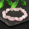 Strand 9-12mm Irregular Crystal Contas Bracelet Bracelete Rosicha Rosa Natura