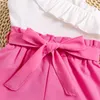 Kleidung Sets Baby -Mädchen Kleidung Rüste eine Schulter -Ernte -Tops Shorts Gürtel Kinder Sommer -Outfits