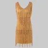 Casual Dresses 2024 Women's Sexy Tassel Dress V Neck Backless Club Party Prom Ballroom Samba Fringe Dance Flapper Pencil Mini