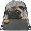 art mignon sac à cordon de coussin de compagnie sac à dos sac à dos chien charmant animal petit chiot art drôle de pug face yeux fi design cookie sport gym a03g #