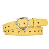 Belts Cute Short Size Heart Button Decoration Fashionable Full Hole Girl Belt With Peach Hollow Children's Matching Jeans