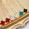 Designer Van High Versione High Clover Necklace Female Rose Gold Giade Calcedony Agate White Shell Collar Chain