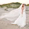 Romantic One Layer Bridal Veils For Wedding Solid White Ivory Tulle Long Veil With Comb Bride Hair Accessories Veils CL3495