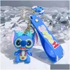 Cartoon de joias Animação fofa Blue Dragon Keychain Backpack Acessórios para anel de chaves MTI Cores Drop Dripção bebês crianças maternidade otlxf