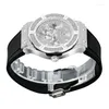 Relógios de pulso soltar masculinos relógios de luxo gelado com diamante relógio de moda quartzo masculino à prova d'água Black Rubber Sportwatch xfcs xfcs