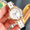 Designer Womenwatch Watches Version originale de haute qualité, STRAPE CERAMIQUE SAPPHIRE VERRE DIAMAND CAS INSCRIED CAS PORTLAGE BUTPER