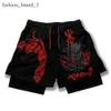 Anime Short Men's Shorts 2 in 1 Gym Compression Stretchy Anime Sports Quick Dry Fitness Workout Summer Berserk Short 1217