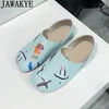 Casual Shoes Real Leather Graffiti Flat For Woman Luxury Famous Fashion Brand Nude Black Round Toe Mules