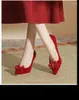 Chaussures habillées taille 30-44 talon talon pointu à orteil en daim rouge demoiselle d'honneur talons hauts