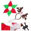 Dog Apparel Christmas Costume Reindeer Antler Headband And Bell Collar Xmas Holiday Accessories For Medium Large Dogs