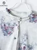 Women's Blouses BirdTree Stand Neck Flower Print Long Sleeve 90% Real Silk Shirts For Women Retro Elegant OL 2024 Spring Top T41843QM