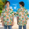 Camicie casual da uomo Frutti amanti camicia da spiaggia divertente fragola grafica per uomini per uomini vestiti arancione arancione manica corta boy hawaii