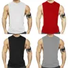 Andningsbara sommartankstoppar Pure Color Cotton T-shirts Strong Men Gym Sports Running Wear