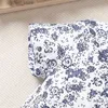 Rompers Słuchaj Intend 0-3y Baby Boys Dżentelmen Outtat Summer Floral Print Krótkie rękawowe kombinezon z muszką i swobodnymi szortami L410