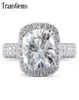 Transgems Center 2CT 75mm GH Color Cushion Cut Halo Engagement for Women Platinum Plated Silver Sterling Silver 925 Ring Gift Y195445900