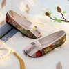 Chaussures décontractées Veowalk Floral Patchwork Femmes Linn Coton Slip sur ballet Flats Soft Confortable Marche pour Mother Elders Mesdames