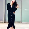 Casual Dresses Bodycon Black Velvet Dress For Women 2024 Spring And Autumn Elegant Ladies V-neck Slimming Waist Fishtail Birthday