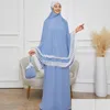 Ubranie etniczne Eid Ramadan Mubarak Khimar muzułmanin 3 -częściowy zestaw Abaya Set S Turkey Islam Dress Ubrania Kobiety Niqab Zestaw Femme Dro Dhcvj