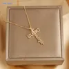 Chains SUNSLL Cubic Zircon Cross Shaped Pendants Necklaces Trendy For Women Girls Gold Plated Clavicle Chain Party Jewelry Gifts
