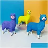 Oggetti decorativi Figurine a colori solidi IMitazione carina Alpaca Statue animale Decorazione di resina semplice per il soggiorno domestico Dhaqd interno