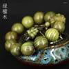 Strand Green Sandalwood Carved Dragon Head Buddha Bead Hand String For Men And Women Gift Handicraft Bracelet Mens Jewlery